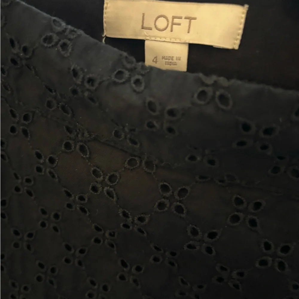 LOFT Women’s black cotton eyelet skirt cottage witchy fairy goth fitted layers - Picture 7 of 8